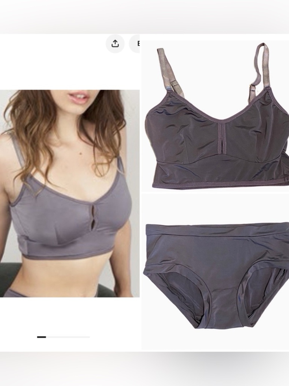 Everyday Wireless Comfort Bralette and Brief Set - Gray